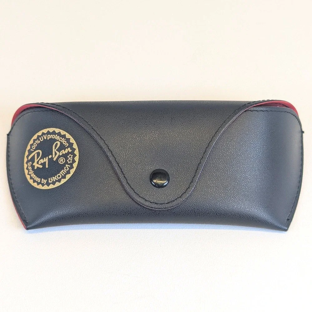 Ray Ban Optics Case Faux Leather Snap Closure Eyeglasses Sunglasses Protection